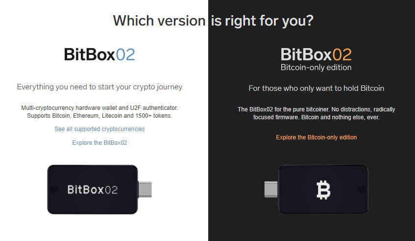 Bitbox-Wallets-Versionen